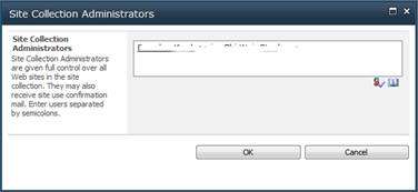 Site Collection Administrators Window